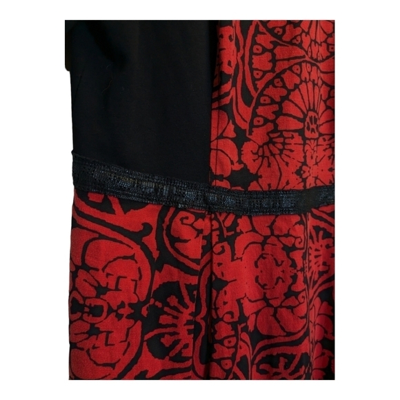 Plenty by Tracy Reese Anthropologie red black v back midi dress with pockets - Picture 4 of 6